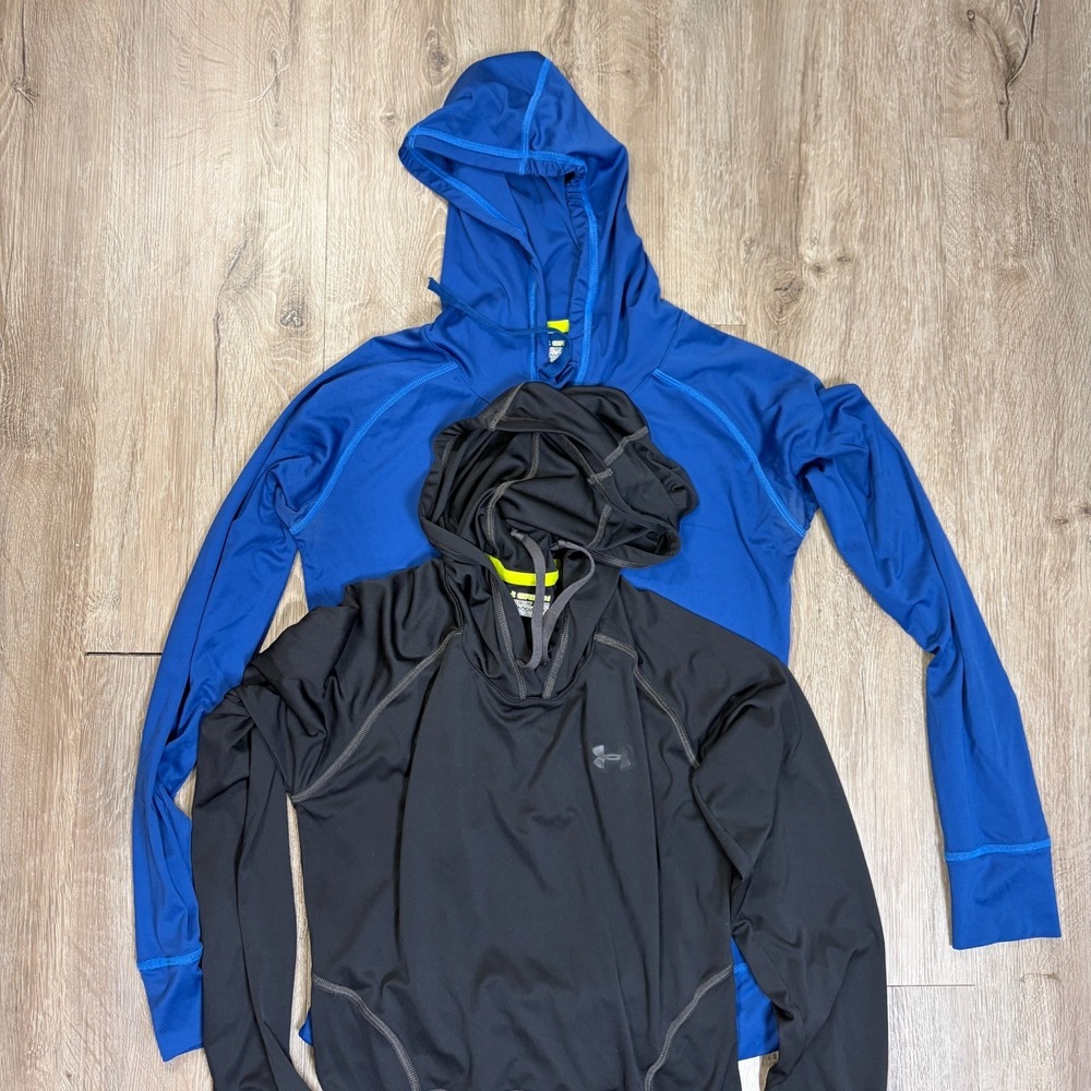 Lot of 2 Under Armour Womens Hoodie Small Thin Lightweight Blue Black Fitted